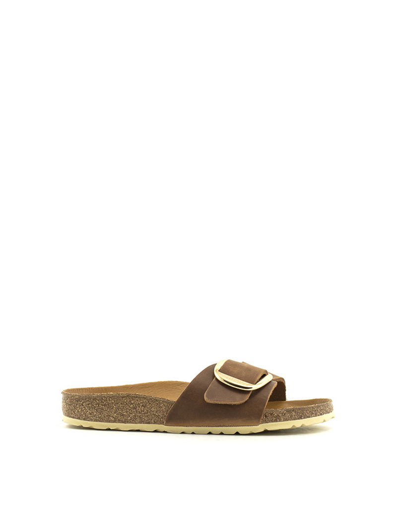 Birkenstock Madrid Big Buckle Sandal Cognac Leather Narrow Width