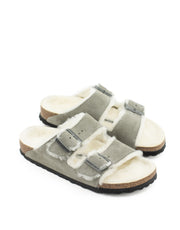 Birkenstock — Arizona Shearling Suede - Stone Coin Narrow Width