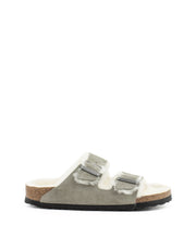 Birkenstock — Arizona Shearling Suede - Stone Coin Narrow Width